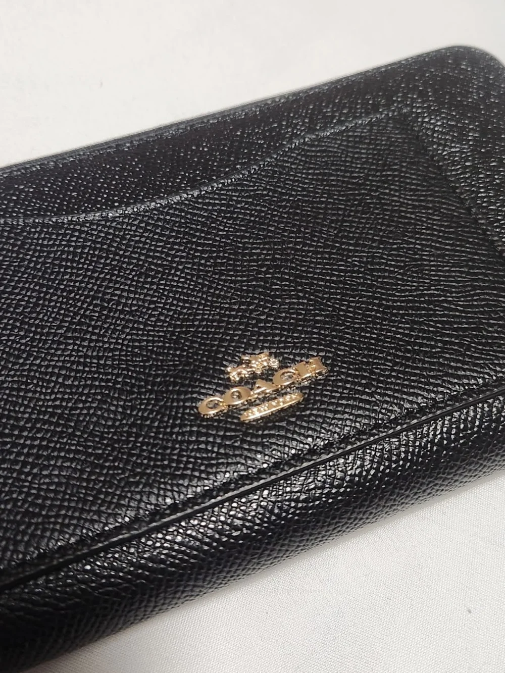 Coach Black Saffiano Leather Wallet with Gold Logo
